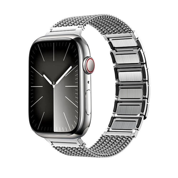 Bracelet de montre en acier inoxydable avec chaîne tressée à fermoir magnétique, For Apple Watch SE 2023 44mm, For Apple Watch SE 2023 40mm, For Apple Watch Ultra 2 49mm, For Apple Watch Series 9 45mm, For Apple Watch Series 9 41mm                     ...