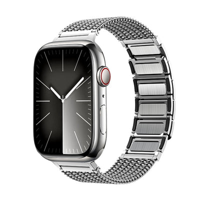 Bracelet de montre en acier inoxydable avec chaîne tressée à fermoir magnétique, For Apple Watch SE 2023 44mm, For Apple Watch SE 2023 40mm, For Apple Watch Ultra 2 49mm, For Apple Watch Series 9 45mm, For Apple Watch Series 9 41mm                     ...