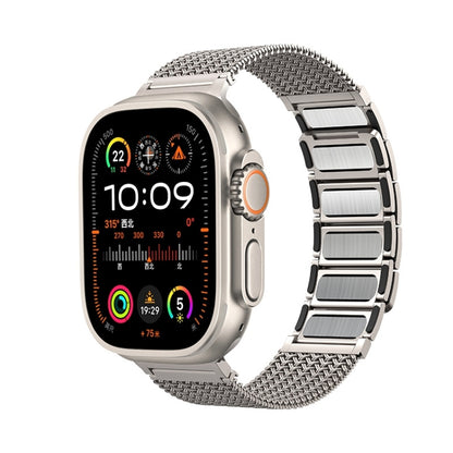 Bracelet de montre en acier inoxydable avec chaîne tressée à fermoir magnétique, For Apple Watch SE 2023 44mm, For Apple Watch SE 2023 40mm, For Apple Watch Ultra 2 49mm, For Apple Watch Series 9 45mm, For Apple Watch Series 9 41mm                     ...