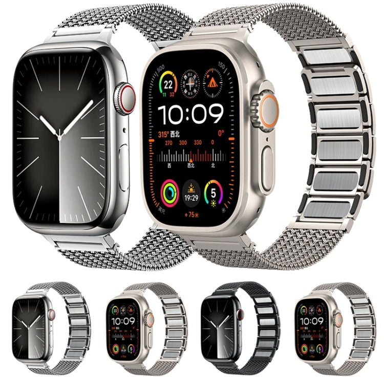 Bracelet de montre en acier inoxydable avec chaîne tressée à fermoir magnétique, For Apple Watch SE 2023 44mm, For Apple Watch SE 2023 40mm, For Apple Watch Ultra 2 49mm, For Apple Watch Series 9 45mm, For Apple Watch Series 9 41mm                     ...