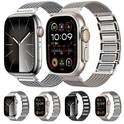 Bracelet de montre en acier inoxydable avec chaîne tressée à fermoir magnétique, For Apple Watch SE 2023 44mm, For Apple Watch SE 2023 40mm, For Apple Watch Ultra 2 49mm, For Apple Watch Series 9 45mm, For Apple Watch Series 9 41mm                     ...