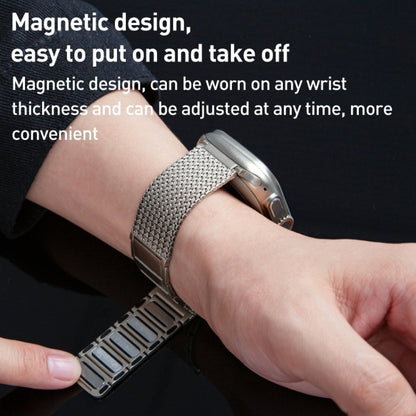 Bracelet de montre en acier inoxydable avec chaîne tressée à fermoir magnétique, For Apple Watch SE 2023 44mm, For Apple Watch SE 2023 40mm, For Apple Watch Ultra 2 49mm, For Apple Watch Series 9 45mm, For Apple Watch Series 9 41mm                     ...