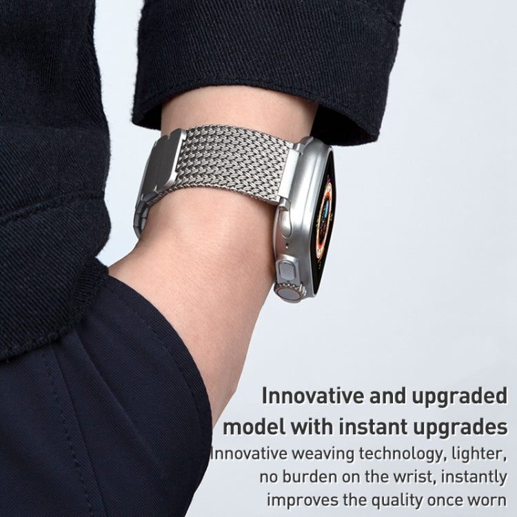 Bracelet de montre en acier inoxydable avec chaîne tressée à fermoir magnétique, For Apple Watch SE 2023 44mm, For Apple Watch SE 2023 40mm, For Apple Watch Ultra 2 49mm, For Apple Watch Series 9 45mm, For Apple Watch Series 9 41mm                     ...