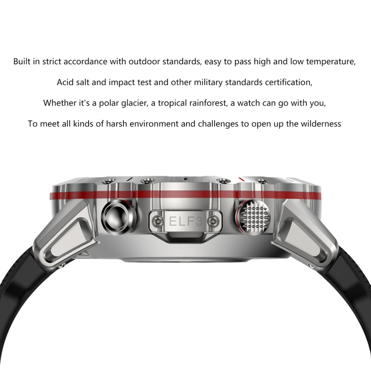 LEMFO ELF3 1,39 pouces TFT écran rond bracelet en silicone extérieur montre intelligente prend en charge la surveillance de l'oxygène dans le sang