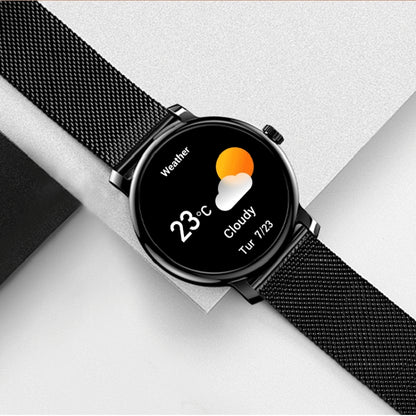 LEMFO LF35 1,43 pouces AMOLED écran rond bracelet en acier montre intelligente prend en charge la détection de l'oxygène dans le sang