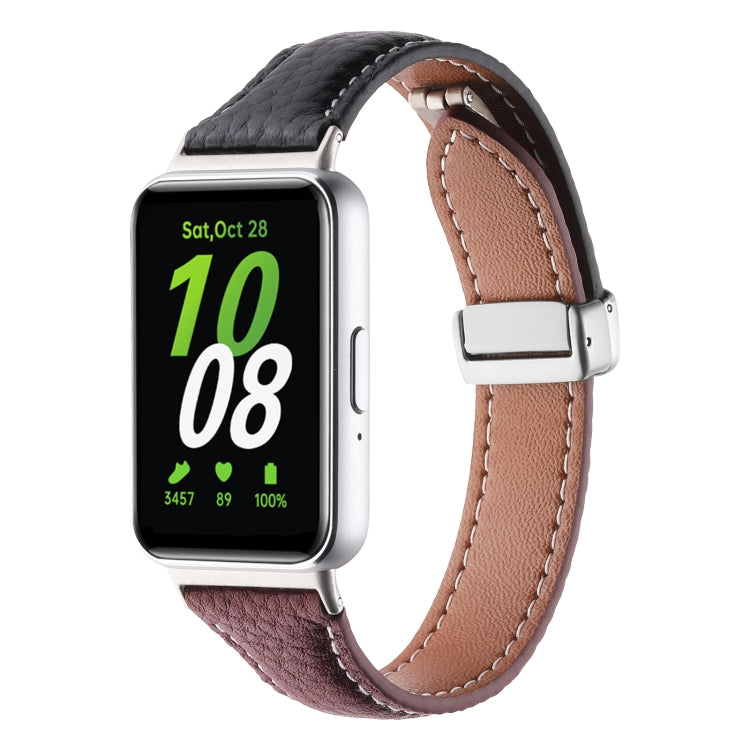 Bracelet de montre en cuir fin à boucle magnétique et texture Litchi, For Samsung Galaxy Fit 3
