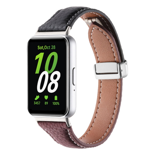 Bracelet de montre en cuir fin à boucle magnétique et texture Litchi, For Samsung Galaxy Fit 3