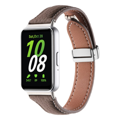 Bracelet de montre en cuir fin à boucle magnétique et texture Litchi, For Samsung Galaxy Fit 3
