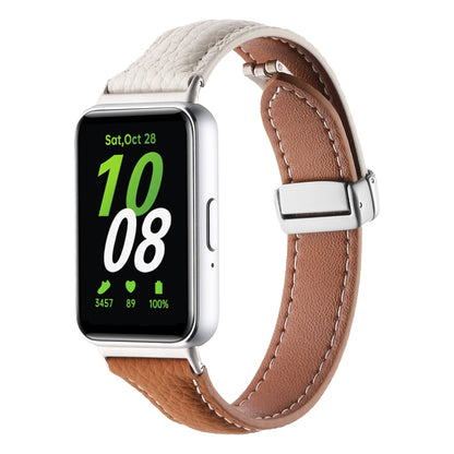 Bracelet de montre en cuir fin à boucle magnétique et texture Litchi, For Samsung Galaxy Fit 3