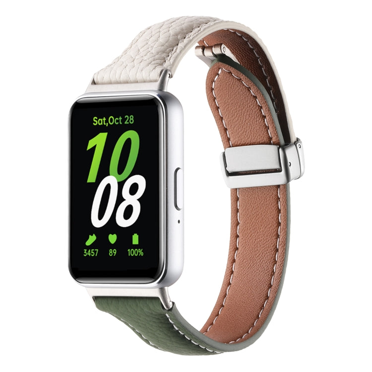 Bracelet de montre en cuir fin à boucle magnétique et texture Litchi, For Samsung Galaxy Fit 3