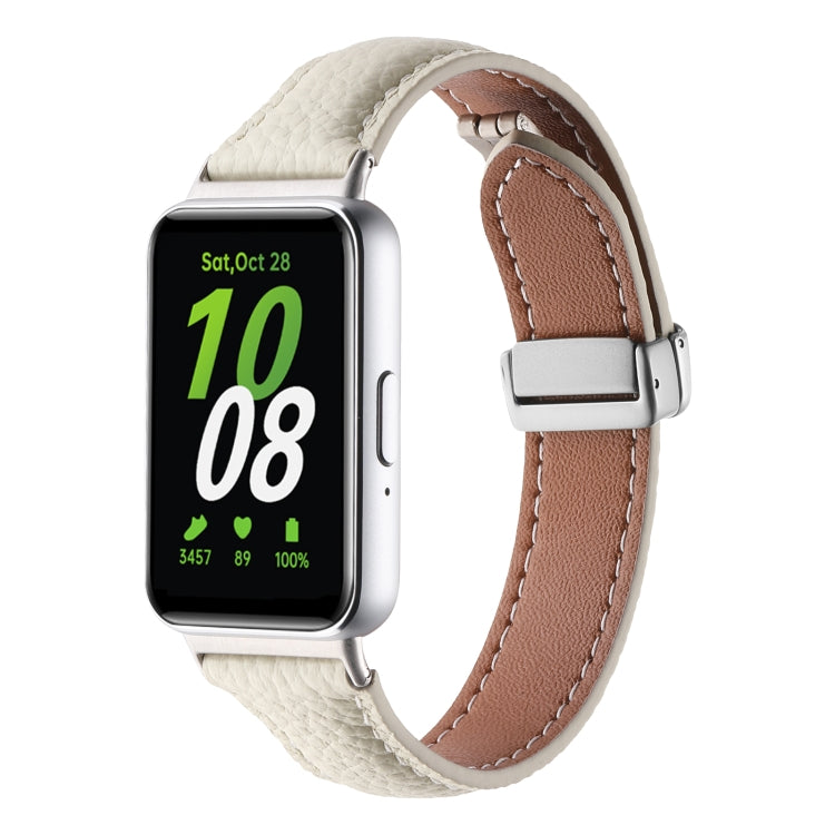 Bracelet de montre en cuir fin à boucle magnétique et texture Litchi, For Samsung Galaxy Fit 3