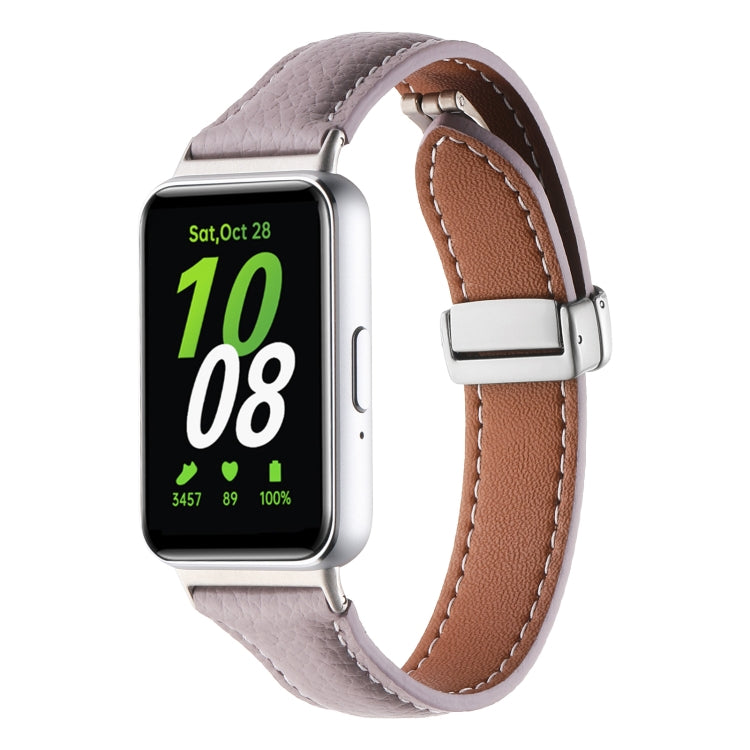 Bracelet de montre en cuir fin à boucle magnétique et texture Litchi, For Samsung Galaxy Fit 3