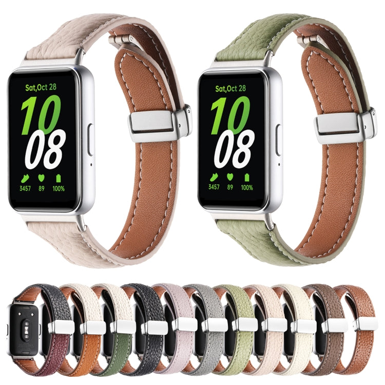 Bracelet de montre en cuir fin à boucle magnétique et texture Litchi, For Samsung Galaxy Fit 3