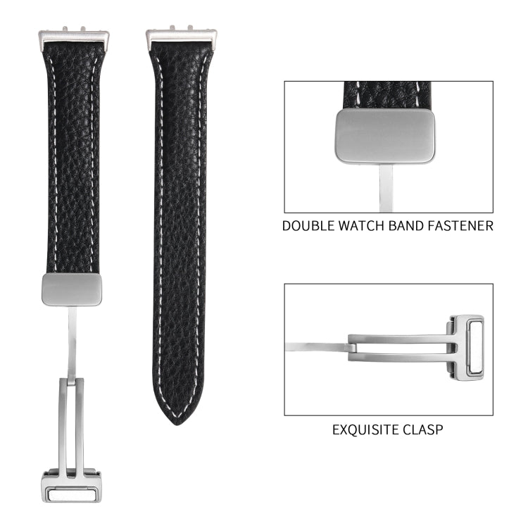Bracelet de montre en cuir fin à boucle magnétique et texture Litchi, For Samsung Galaxy Fit 3