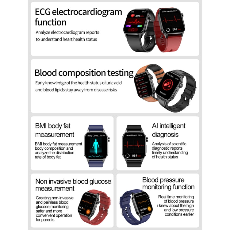 ET580 2,04 pouces AMOLED écran sport montre intelligente prise en charge appel Bluetooth/fonction ECG