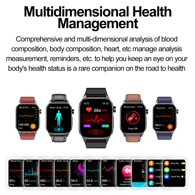 ET580 2,04 pouces AMOLED écran sport montre intelligente prise en charge appel Bluetooth/fonction ECG