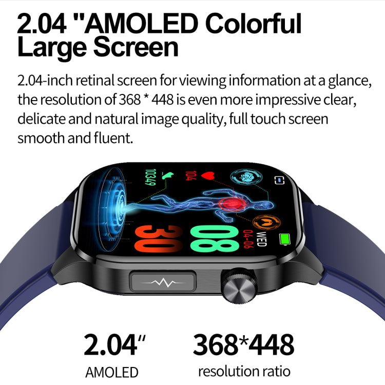 ET580 2,04 pouces AMOLED écran sport montre intelligente prise en charge appel Bluetooth/fonction ECG
