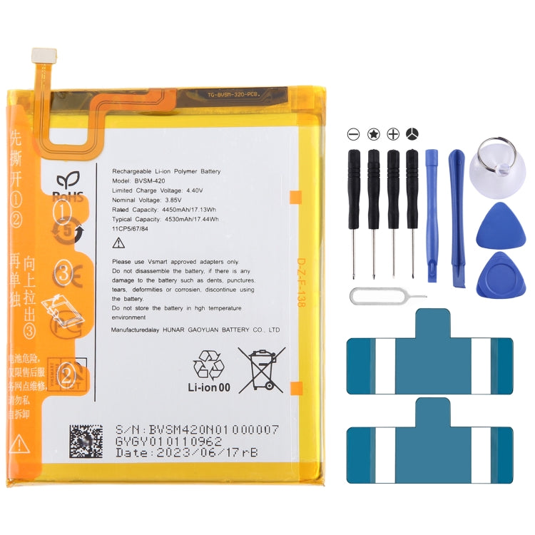 Remplacement de la batterie, For VSMART BVSM-420 4450mAh, For VSMART BVSM-330 3520mAh, For VSMART BVSM-620 4000mAh, For VSMART BVSM-340 3500mAh, For Vsmart joy 3 plus BVSM-430 5000mAh, For VSMART BVSM-220 2550mAh, For VSMART BVSM-230 BVSM230 3000mAh   ...