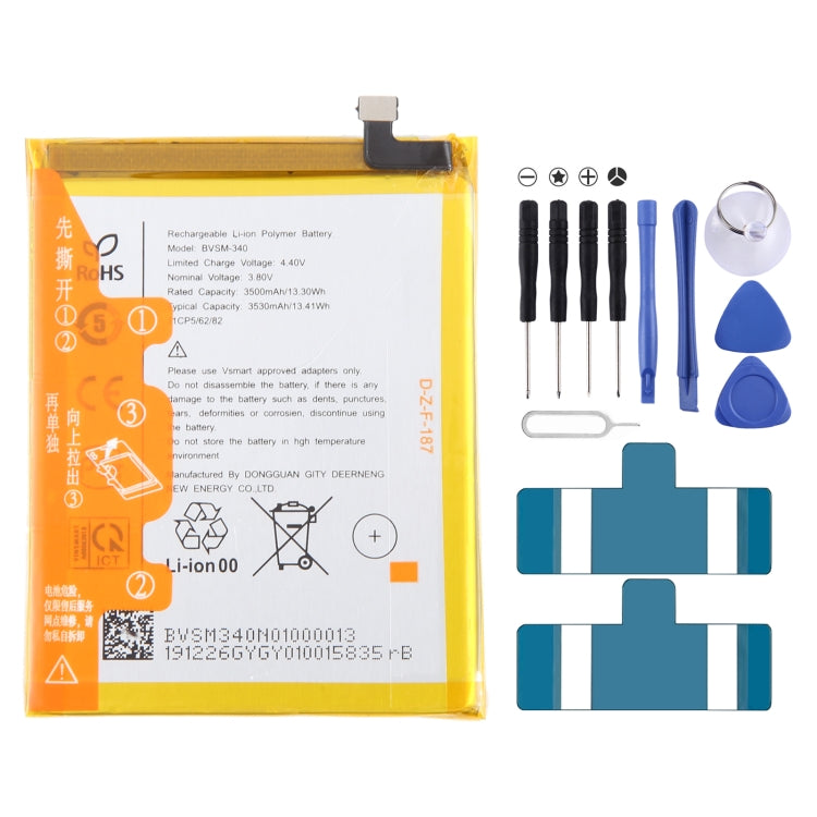 Remplacement de la batterie, For VSMART BVSM-420 4450mAh, For VSMART BVSM-330 3520mAh, For VSMART BVSM-620 4000mAh, For VSMART BVSM-340 3500mAh, For Vsmart joy 3 plus BVSM-430 5000mAh, For VSMART BVSM-220 2550mAh, For VSMART BVSM-230 BVSM230 3000mAh   ...