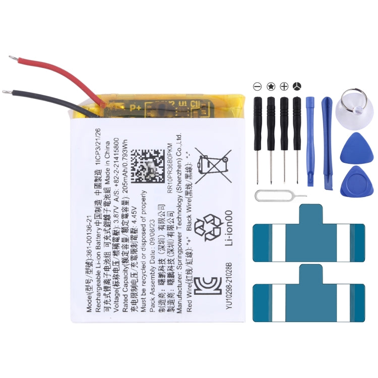 Remplacement de la batterie, For Garmin Venu SQ 361-00136-21 205mAh, For Garmin Forerunner 158 361-00140-01 158mAh