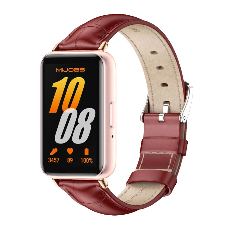 Bracelet de montre en cuir véritable double face Mijobs, For Samsung Galaxy Fit 3
