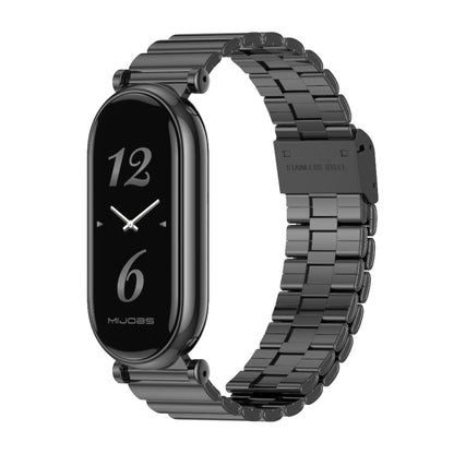 Mijobs GT4 Bracelet de montre en métal avec boucle en bambou, For Xiaomi Smart Band 10 / 9 / 8