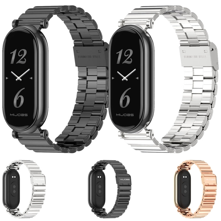 Mijobs GT4 Bracelet de montre en métal avec boucle en bambou, For Xiaomi Smart Band 10 / 9 / 8