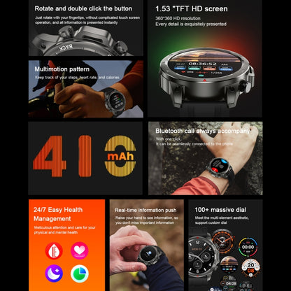 DK68 1,53 pouces IP67 BT 5.0 Montre intelligente de sport de remise en forme, prise en charge de la lampe de poche LED / appel Bluetooth / sommeil / oxygène sanguin / fréquence cardiaque / moniteur de santé de la pression artérielle