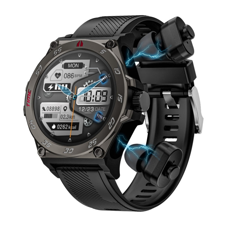 Montre intelligente de sport LC18 1,53 pouces IP67 BT5.0 avec écouteurs, prise en charge des appels Bluetooth/sommeil/oxygène sanguin/fréquence cardiaque/moniteur de santé de la pression artérielle