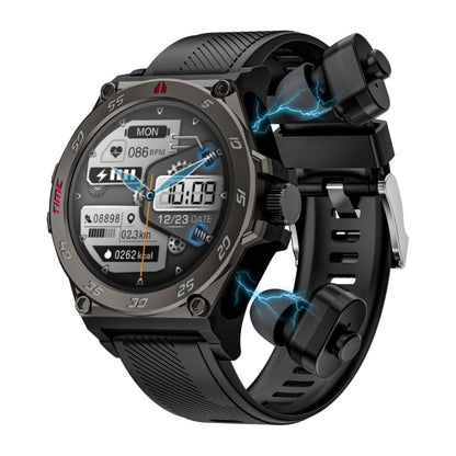 Montre intelligente de sport LC18 1,53 pouces IP67 BT5.0 avec écouteurs, prise en charge des appels Bluetooth/sommeil/oxygène sanguin/fréquence cardiaque/moniteur de santé de la pression artérielle