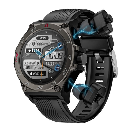 Montre intelligente de sport LC18 1,53 pouces IP67 BT5.0 avec écouteurs, prise en charge des appels Bluetooth/sommeil/oxygène sanguin/fréquence cardiaque/moniteur de santé de la pression artérielle
