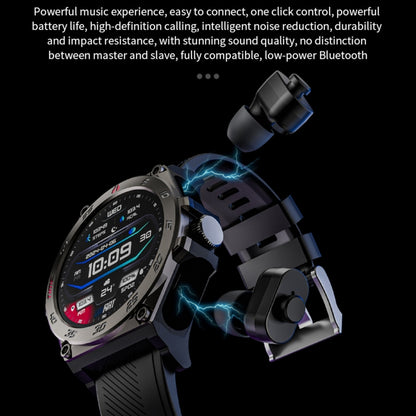 Montre intelligente de sport LC18 1,53 pouces IP67 BT5.0 avec écouteurs, prise en charge des appels Bluetooth/sommeil/oxygène sanguin/fréquence cardiaque/moniteur de santé de la pression artérielle