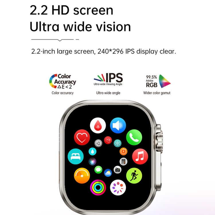 Montre intelligente de sport WS12 ULTRA 2 de 2,2 pouces, code de paiement pris en charge / appel Bluetooth / sommeil / oxygène sanguin / fréquence cardiaque / moniteur de santé de la pression artérielle