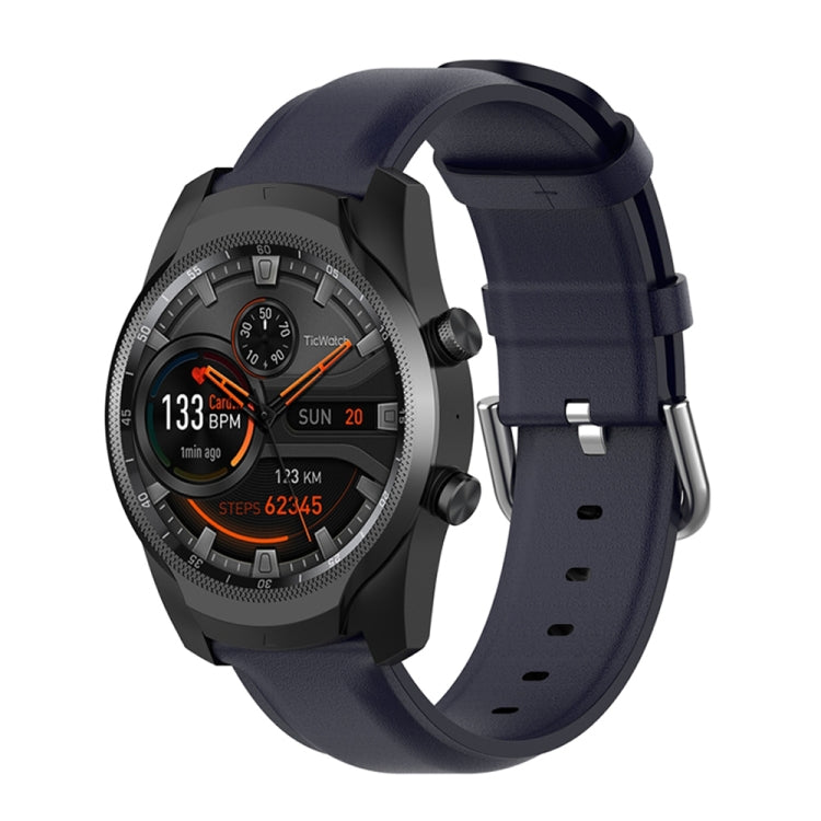 Bracelet en cuir de 22 mm avec boucle à queue ronde, For Ticwatch Pro 2020, For Huawei Watch GT2E, For Samsung Galaxy Watch 3 45mm
