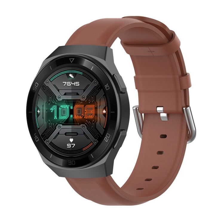 Bracelet en cuir de 22 mm avec boucle à queue ronde, For Ticwatch Pro 2020, For Huawei Watch GT2E, For Samsung Galaxy Watch 3 45mm