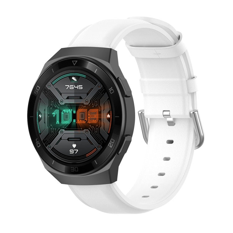 Bracelet en cuir de 22 mm avec boucle à queue ronde, For Ticwatch Pro 2020, For Huawei Watch GT2E, For Samsung Galaxy Watch 3 45mm