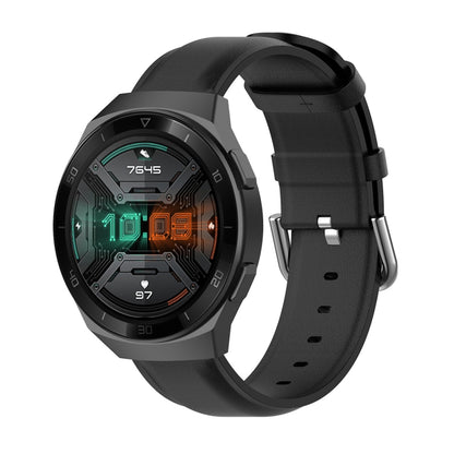 Bracelet en cuir de 22 mm avec boucle à queue ronde, For Ticwatch Pro 2020, For Huawei Watch GT2E, For Samsung Galaxy Watch 3 45mm