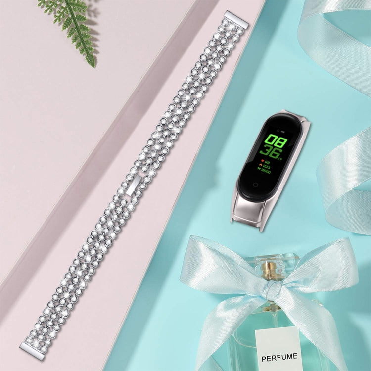 Bracelet de rechange en acier inoxydable serti de diamants, For Xiaomi Mi Band 3 / 4
