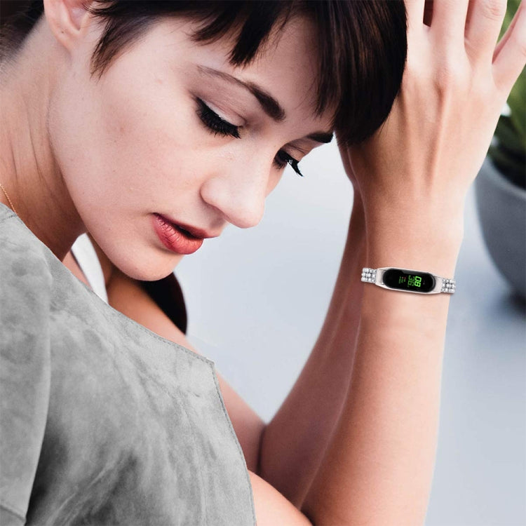 Bracelet de rechange en acier inoxydable serti de diamants, For Xiaomi Mi Band 3 / 4