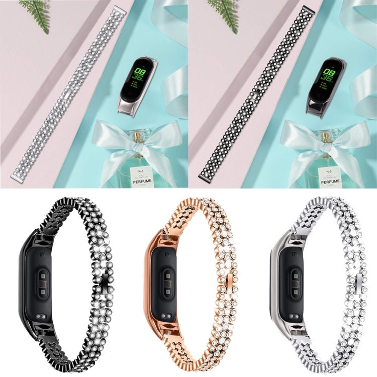 Bracelet de rechange en acier inoxydable serti de diamants, For Xiaomi Mi Band 3 / 4