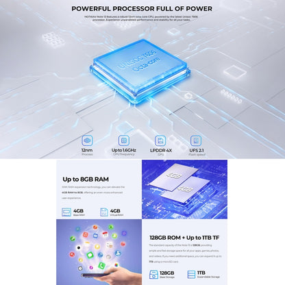 HOTWAV Note 13, identification par empreinte digitale latérale, 6,6 pouces Android 13 T606 Octa Core jusqu'à 1,6 GHz, réseau : 4G, NFC, OTG, 4GB+128GB