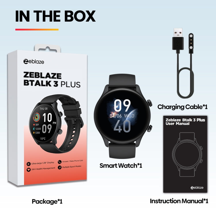 La montre intelligente Zeblaze Btalk 3 Plus avec écran de 1,39 pouces pour le fitness et le bien-être prend en charge les appels vocaux