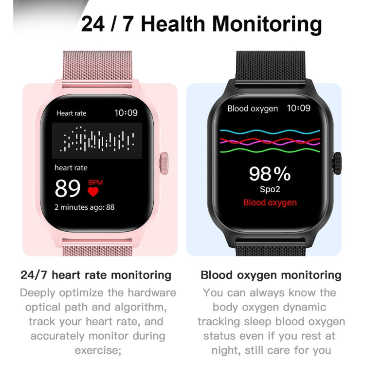 Montre intelligente LEMFO LT10 avec écran TFT de 2,01 pouces prenant en charge les appels Bluetooth / la surveillance de la santé, Steel Strap, Silicone Strap
