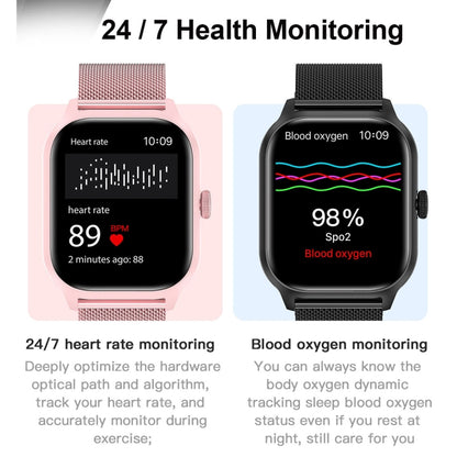 Montre intelligente LEMFO LT10 avec écran TFT de 2,01 pouces prenant en charge les appels Bluetooth / la surveillance de la santé, Steel Strap, Silicone Strap