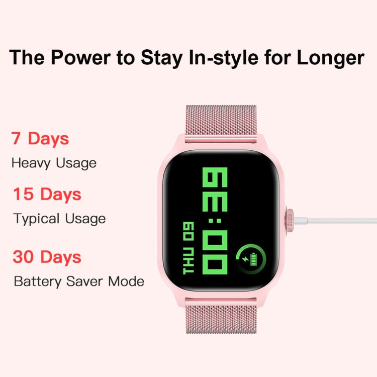 Montre intelligente LEMFO LT10 avec écran TFT de 2,01 pouces prenant en charge les appels Bluetooth / la surveillance de la santé, Steel Strap, Silicone Strap