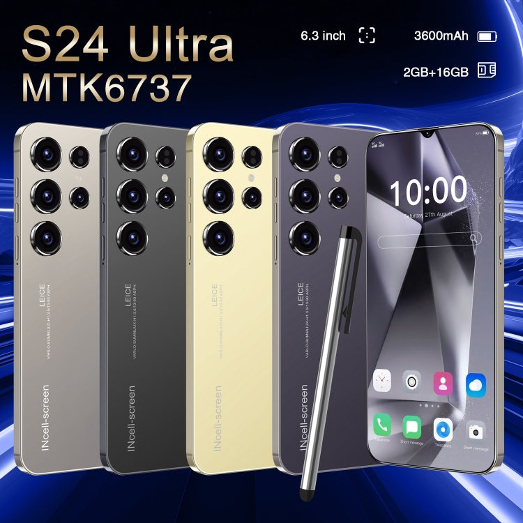 SDT89 / S24 Ultra, écran 6,3 pouces, identification faciale, Android 10.0 MTK6737 Quad Core, réseau : 4G, double SIM, 2GB+16GB