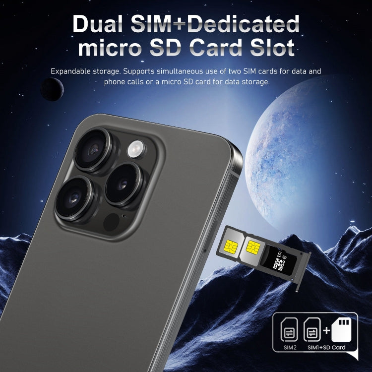 VD1 / i15 Pro Max, écran 6,8 pouces, identification faciale, Android 10.0 MTK6753 Octa Core, réseau : 4G, double SIM, 3GB+64GB