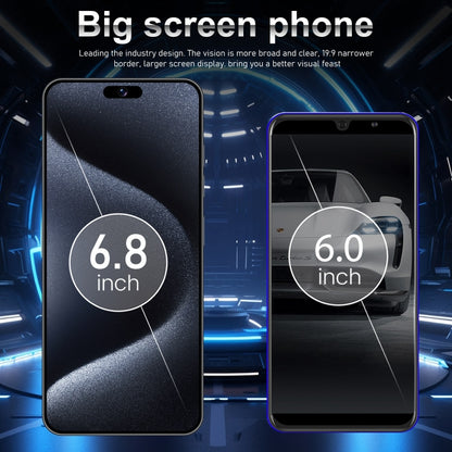 VD1 / i15 Pro Max, écran 6,8 pouces, identification faciale, Android 10.0 MTK6753 Octa Core, réseau : 4G, double SIM, 3GB+64GB
