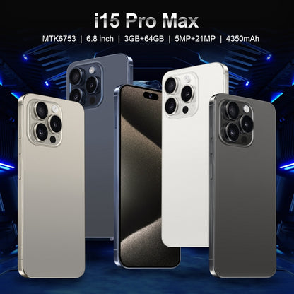 VD1 / i15 Pro Max, écran 6,8 pouces, identification faciale, Android 10.0 MTK6753 Octa Core, réseau : 4G, double SIM, 3GB+64GB