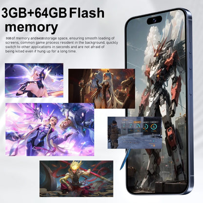VD1 / i15 Pro Max, écran 6,8 pouces, identification faciale, Android 10.0 MTK6753 Octa Core, réseau : 4G, double SIM, 3GB+64GB